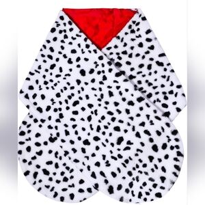 Shawl For Cruella Costume - Dalmation Print Scarf with Red Satin Interior